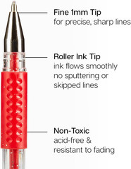Glitter Rollerball Gel Pens, 12 Sparkling Colors with Soft-Grip Comfort, XL Ink