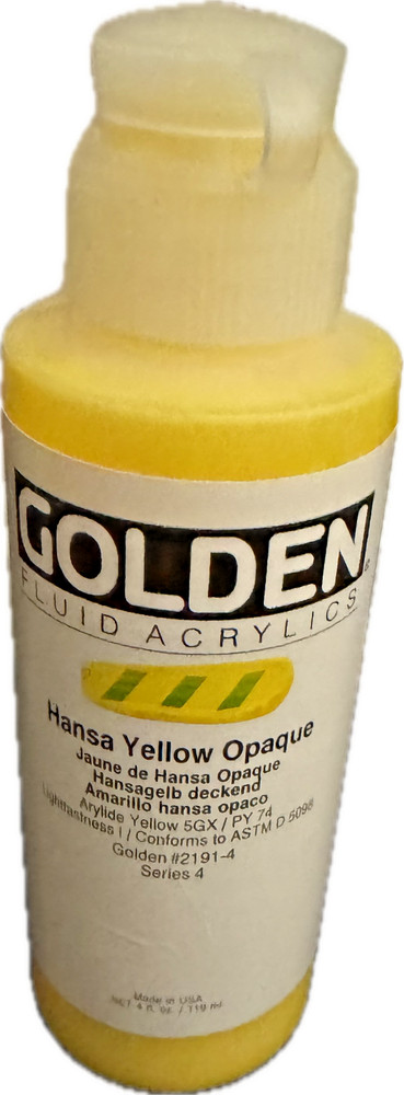 GOLDEN FLUID ACRYLIC HANSA YELLOW OPAQUE 4 OUNCE