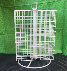 Spinning Craft Paint Bottle Holder, White Metal Rack w/Handle, Holds 160 bottles