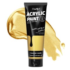 JusArt Acrylic Paint Metallic Gold Tubes(250ml, 8.45 Fl Oz (Pack of 1),