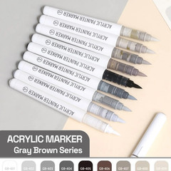 9 pcs Acrylic Paint Markers Set Brush Tip Automatic Ink Control Pens