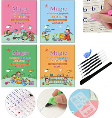 4X Magic Practice Copybook Magical Pen, Number Tracing Book Reusable Handwriting