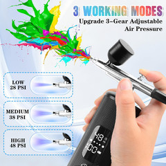 Cordless Airbrush Kit w/ Compressor 48PSI Spray Gun for Nail Art