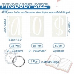 3″ Letter Stencils, Rectangle Interlock, 42 Count
