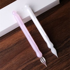Short Glass Dip Pen Ergonomic Grip Portable Glass Ink Pen For Artist Beginner
