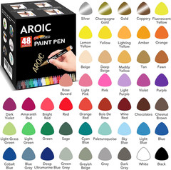 48 Pack Oil-Based Paint Markers Medium Tip – Low Odor Rock Painting Pens for Woo