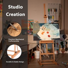Large H-Frame Art Easel for Painting, Hold Canvas up to 49’’, Natural