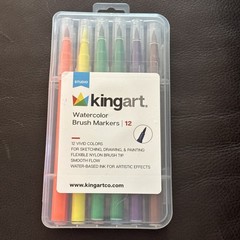 Kingart Studio Watercolor Brush Markers Set 12 Vivid Ink Colors Artistic Effects