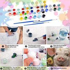 Pig Paint by Numbers Kit for Adults Beginners- Pig Sunflower Paint by Number Can