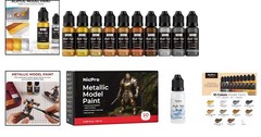 10 Colors Metallic Model Paint Set, 20ml Ready to Use Modeling Acrylic Paints…