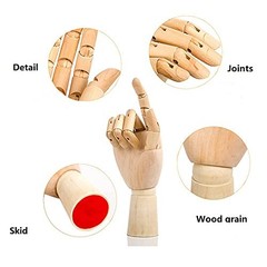 Wood Artist Drawing Manikin Articulated 10 inches-The right hand, Beige