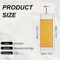 37.4″ x 12.6″ 2 Pcs Blank Hanging Scroll Paper Wood Rod, Dark Yellow