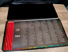 New 120 BRUTFUNER SQUARE COLORED PENCILS in Tin Box