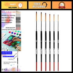 6 Pcs Lettering Quill Brushes Set for Sign Painting & Pinstriping – XL to XXS