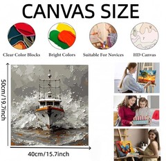 Ship Paint by Numbers Kit for Adults Beginner DIY Canvas Oil Painting Decor