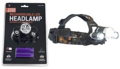 30Watt/Max 2250 Lumen Rechargeable Headlamp Lamp, 2-18650 Batteries Included