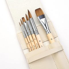 6 PCS Professional Kolinsky Sable Watercolor Brushes Set Dagger Round Art