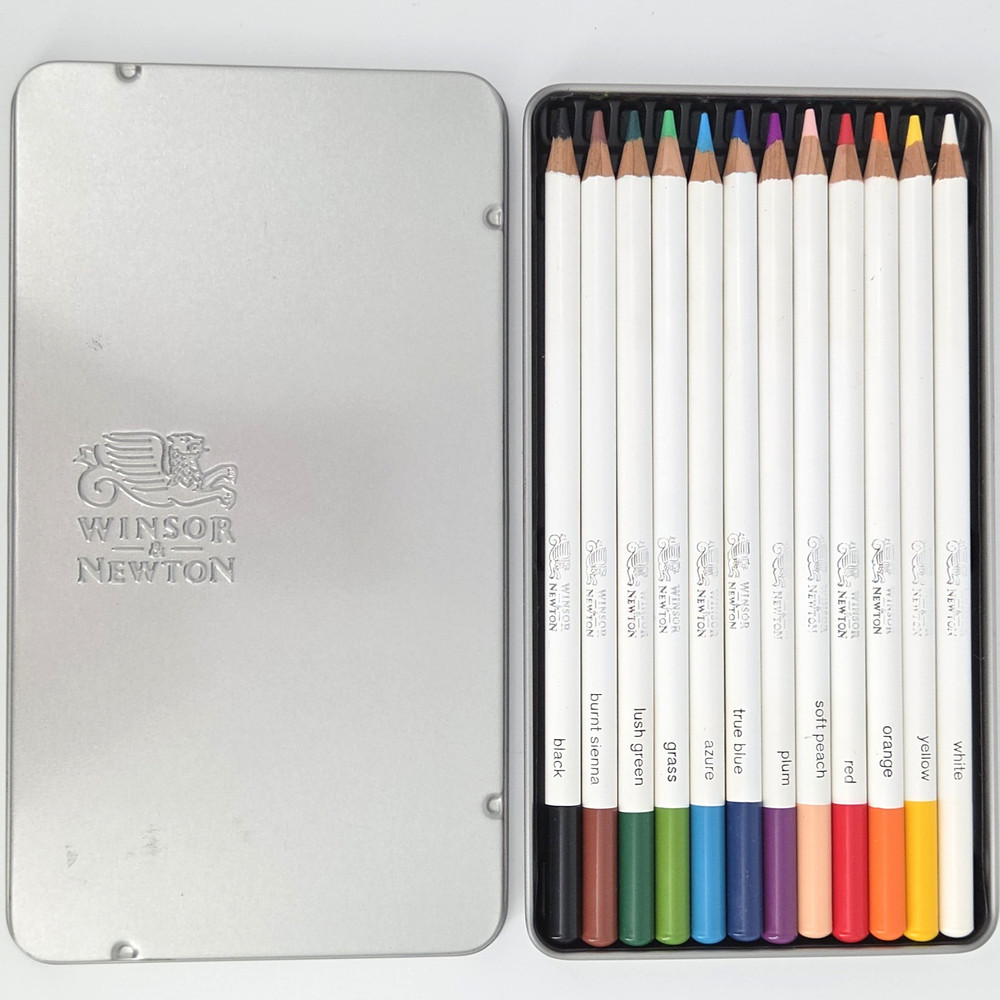 Winsor & Newton 12 Watercolor Pencils Studio Collection Soft Thick Core Art