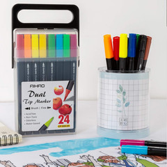 AIHAO Markers for Kids,Washable Markers with Stand Portable Box,Dual Tip Set, Br