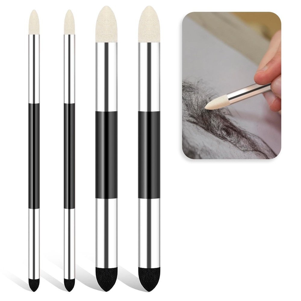 4pcs Artist Blending Sponge Pen Dual Tip Reusable Drawing Art Soft Oil