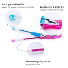 Glitter Pens Colored Fine Tip Markers with 40% More Ink for Adult Coloring Bo…
