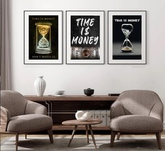 3Pcs Time Is Money Canvas Wall Art Inspirational Modern Money Art Painting Pi…