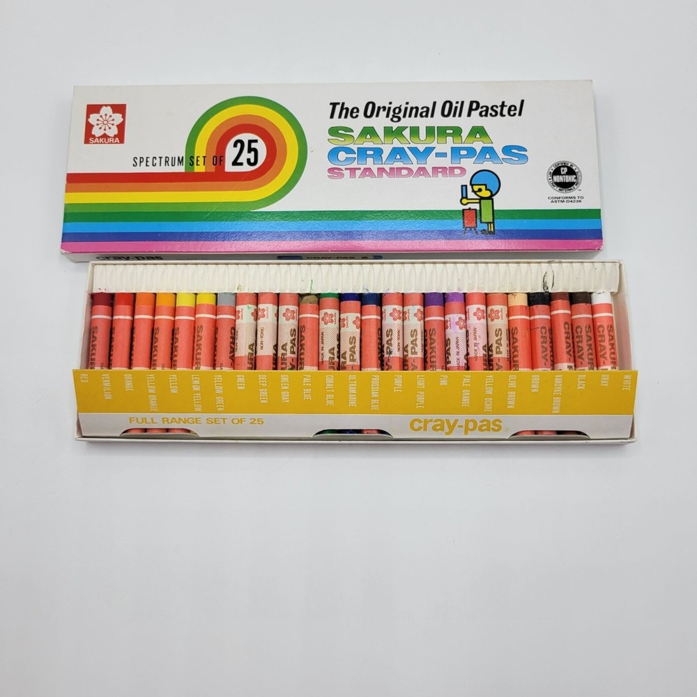 Sakura Cray-Pas Standard Oil Pastels 25-Color Set For Blending Coloring Art