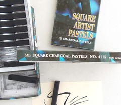 3 BOXES SMi SQUARE CHARCOAL PASTELS..BLACK..36 STICKS..NOS..PRICED TO SELL