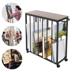 Black Painting Drying Rack Art Storage Rack Display Stand w/ 4 Universal Wheels