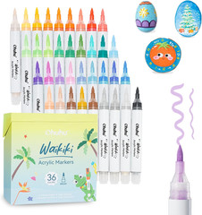Acrylic Paint Markers Brush Tip Top Pump 36 Colors Paint Pens Excellent Coverage