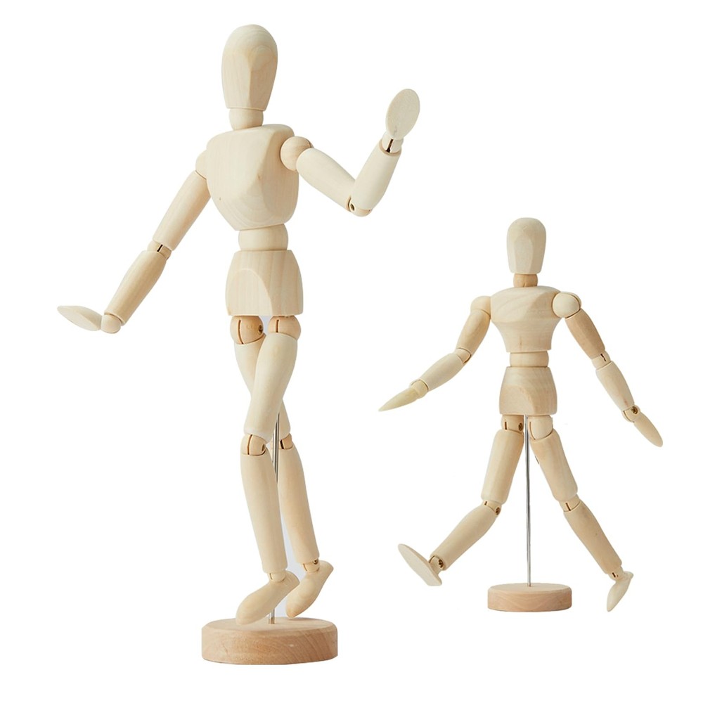 8 Inch & 12 inch Artist Wooden Manikin Flexible Body Joints, Human Figure Puppet