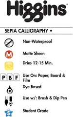 Higgins Sepia Calligraphy Ink, 2.5 Ounce (46036) fl oz,