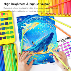 50 Neon Colored Pencils Set Fluorescent Soft Core Art Supplies for Adults