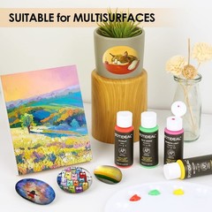 Acrylic Paint Set with 10 Brushes, 18 Colors Outdoor/Indoor (59ml, 2 oz) Art