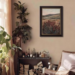 Vintage Framed Landscape Canvas Wall Art Moody Dark Wildflower Posters Pictur…