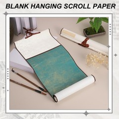 37.4″ x 8.7″ 2 Pcs Blank Hanging Scroll Paper Wood Rod, Dark Beige