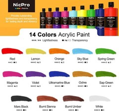 Large Acrylic Paint Set 14 Colors 16.9 oz Heavy Body Multi Surface Art Supplies
