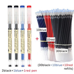 54pcs 0.35mm Gel Pen Set with Replaceable Refills Blue Black Red Ink – NEW