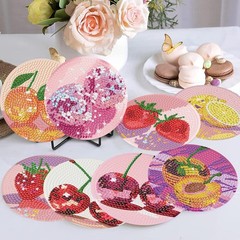 Fruits Diamond Art Coasters Kits, 8 Pieces Diamond Painting Coasters with Holder