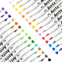 Arrtx Acrylic Paint Pens 30Vivid Colors Acrylic Pens Markers(B Set)New Brush Tip