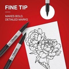 Durable 12 Black Permanent Markers – Fine Tip, Quick Drying & Fade Resistant