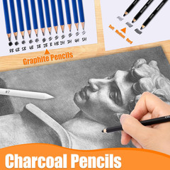 Art Supplies Drawing Pencils Set – 76 Pack Pro Sketching Kit with Sketchbook & W