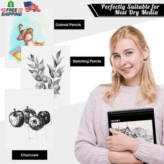 12 Pack Sketch Book, 8.5 X 11Inch Sketchbook, 68Lb/100Gsm Top Spiral Bound Sketc