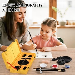 Chinese Calligraphy Set 10pcs Brush Pen Ink Stone Sumi Painting Kit for Beginner