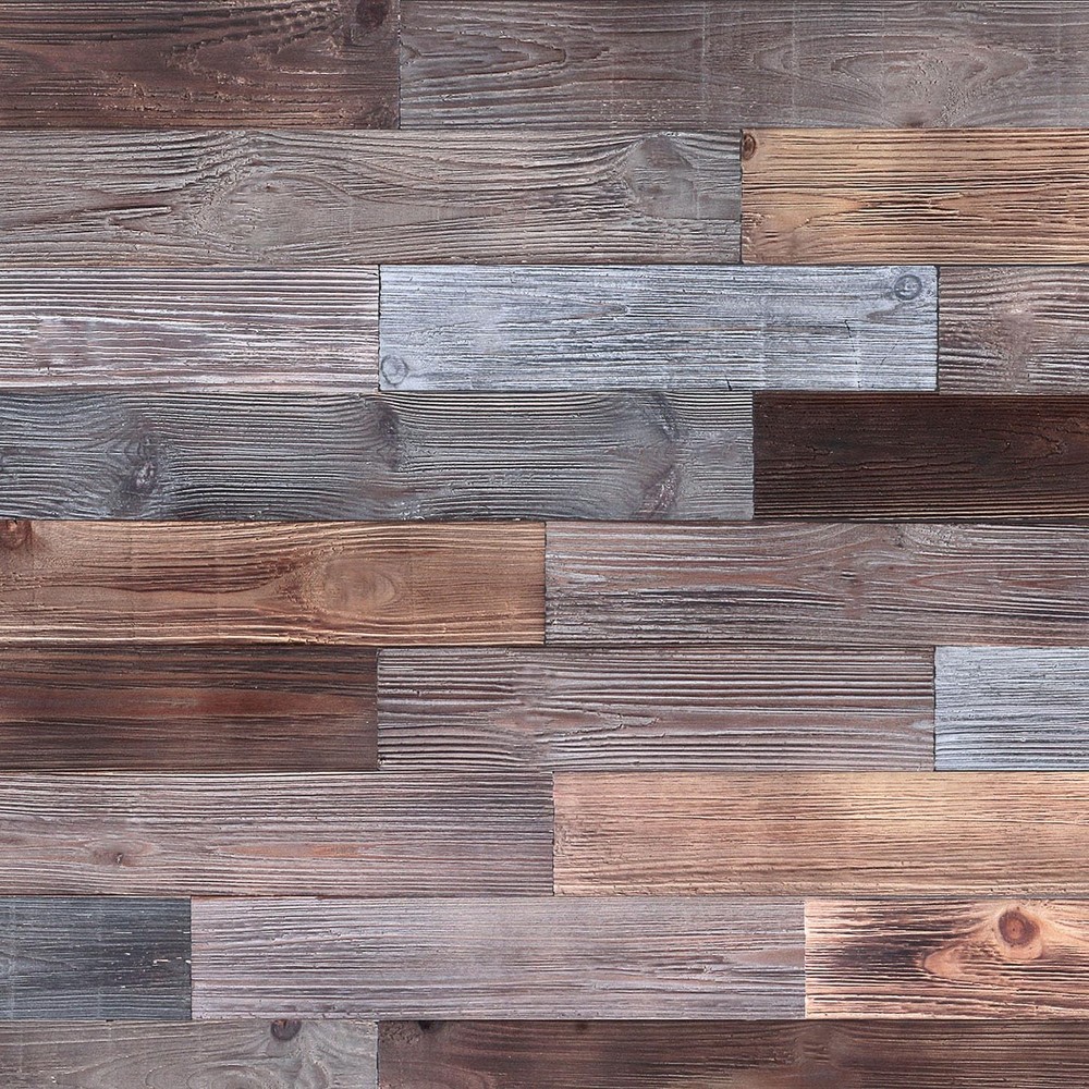 Peel & Stick Real Wood Planks, Rustic Reclaimed Barn Wood Paneling, Brown Gra…