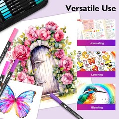 Art Markers Set, 72 Colors Dual Tip Brush Pens for Adult Coloring Book, Note-…