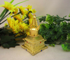 2.9″ Buddhism Copper Alloy Plating Stupas Buddhist Temple Supplies Stupa Decor