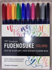 3 Tombow Fudenosuke Marker Hard Tip Brush Pen Pks/3 Neon Hard Tip Brush Pen Pks
