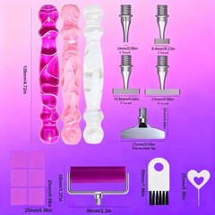 ZYNYXY 17PCS Ergonomic Diamond Art Pen Purple + Pink + White + 5 PCS Tips