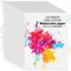 120 Sheets 100% Cotton Watercolor Paper Bulk, 8.5″ x 11″ 140lb/300 GSM Cold P…